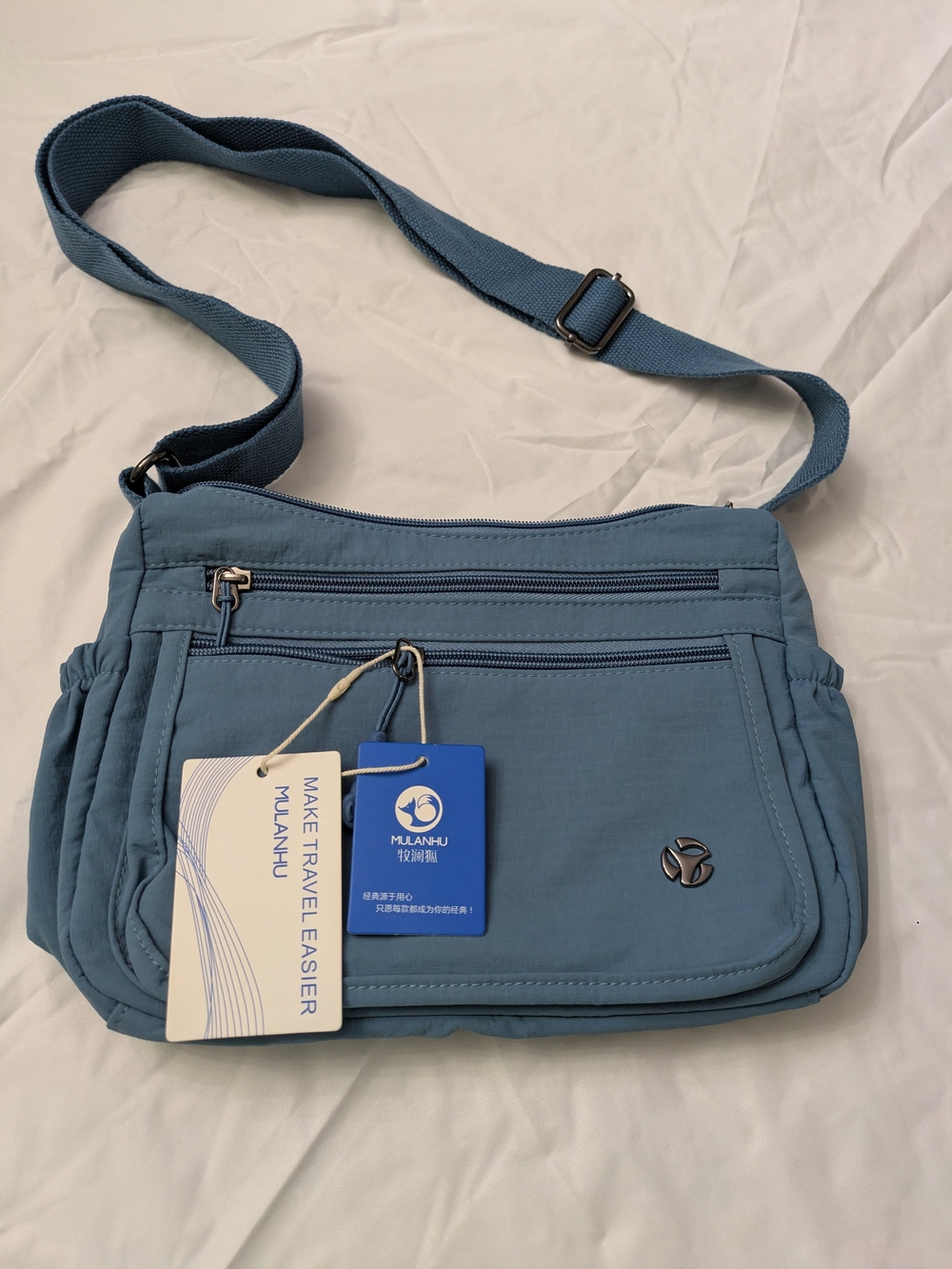 Dusty Blue Crossbody Travel Bag